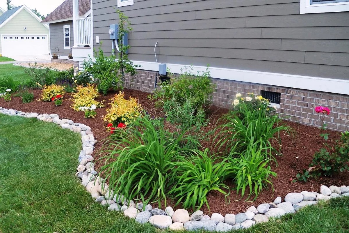 flowerbed made of stone design photo