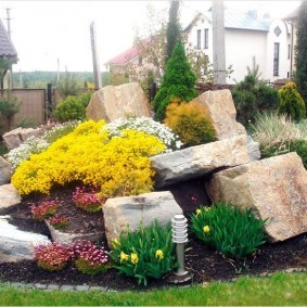 parterres de fleurs avec des pierres décoration photo bricolage