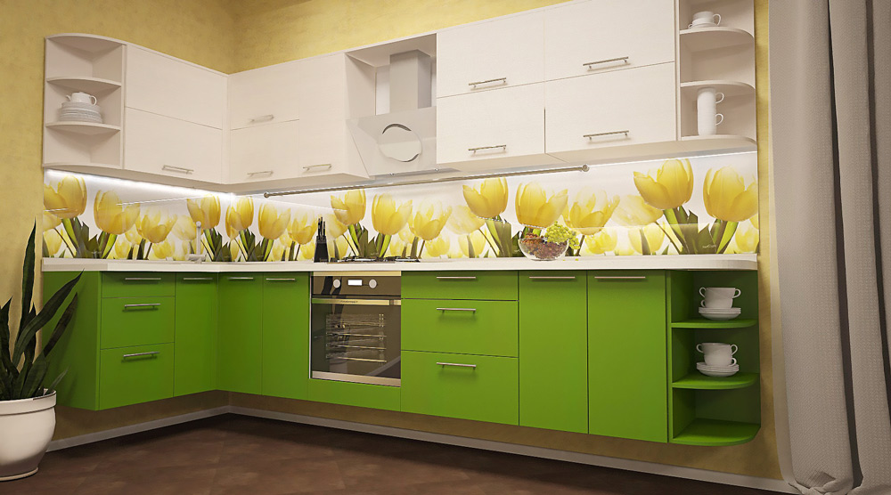 MDF kuchynská zástera s tulipánmi