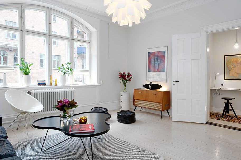 Woonkamer in Scandinavische stijl