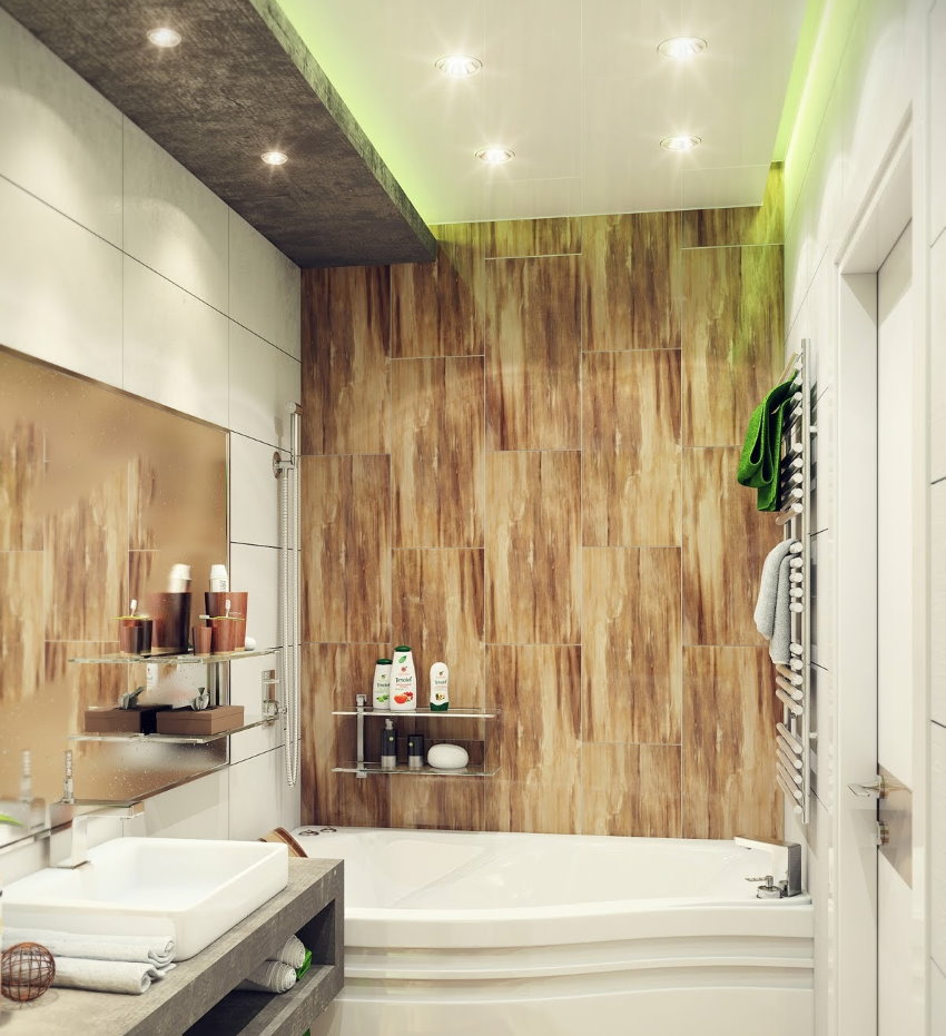 Csempe a fürdőszoba falán modern stílusban
