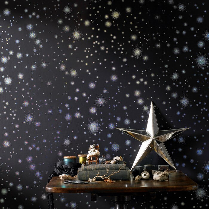 Wall mural starry sky on the wall of a children's room