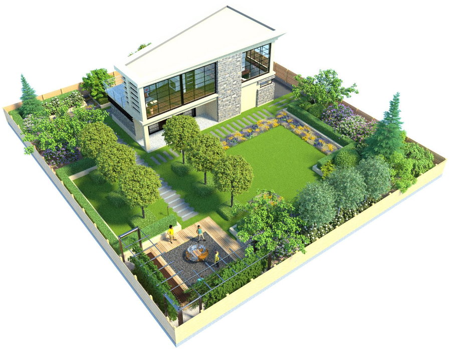 The project of a countryside plot of 4 acres with a house