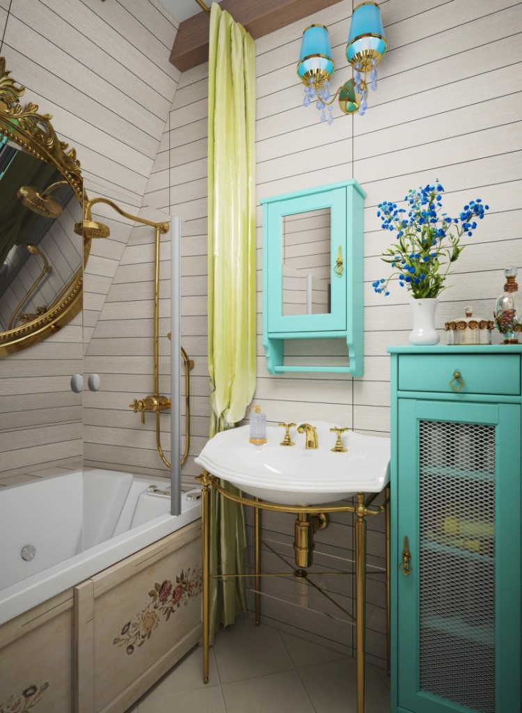 Interiér malého kúpeľne v štýle Provence
