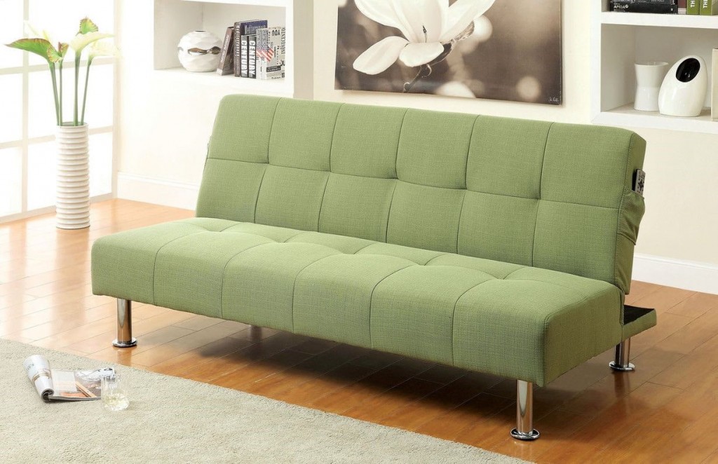 Sofa gấp với bọc màu xanh lá cây