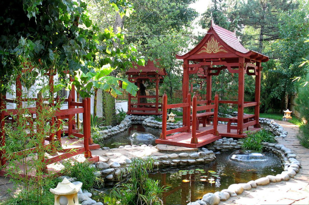 Chinese style garden pond