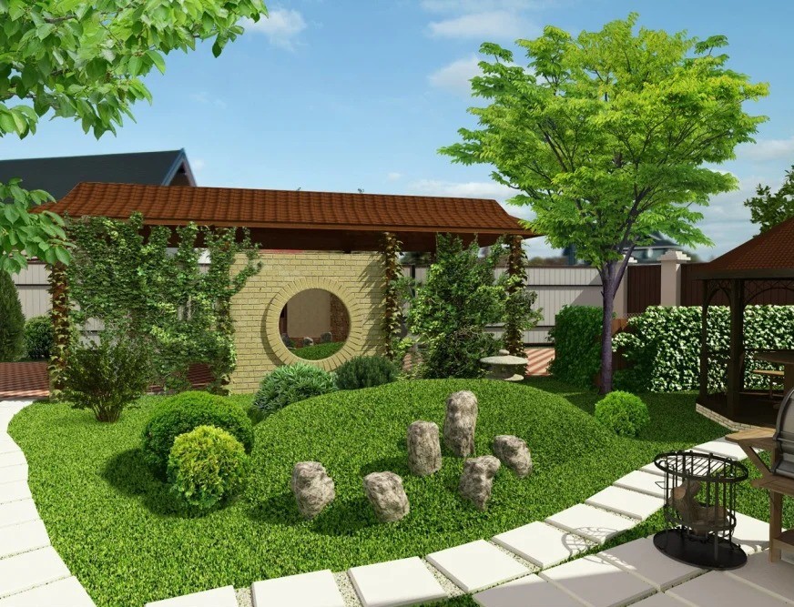 terrain de jardin de 6 acres de style japonais