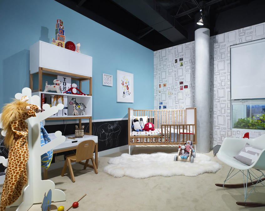 Zeď pro samolepky v malém dětském pokoji