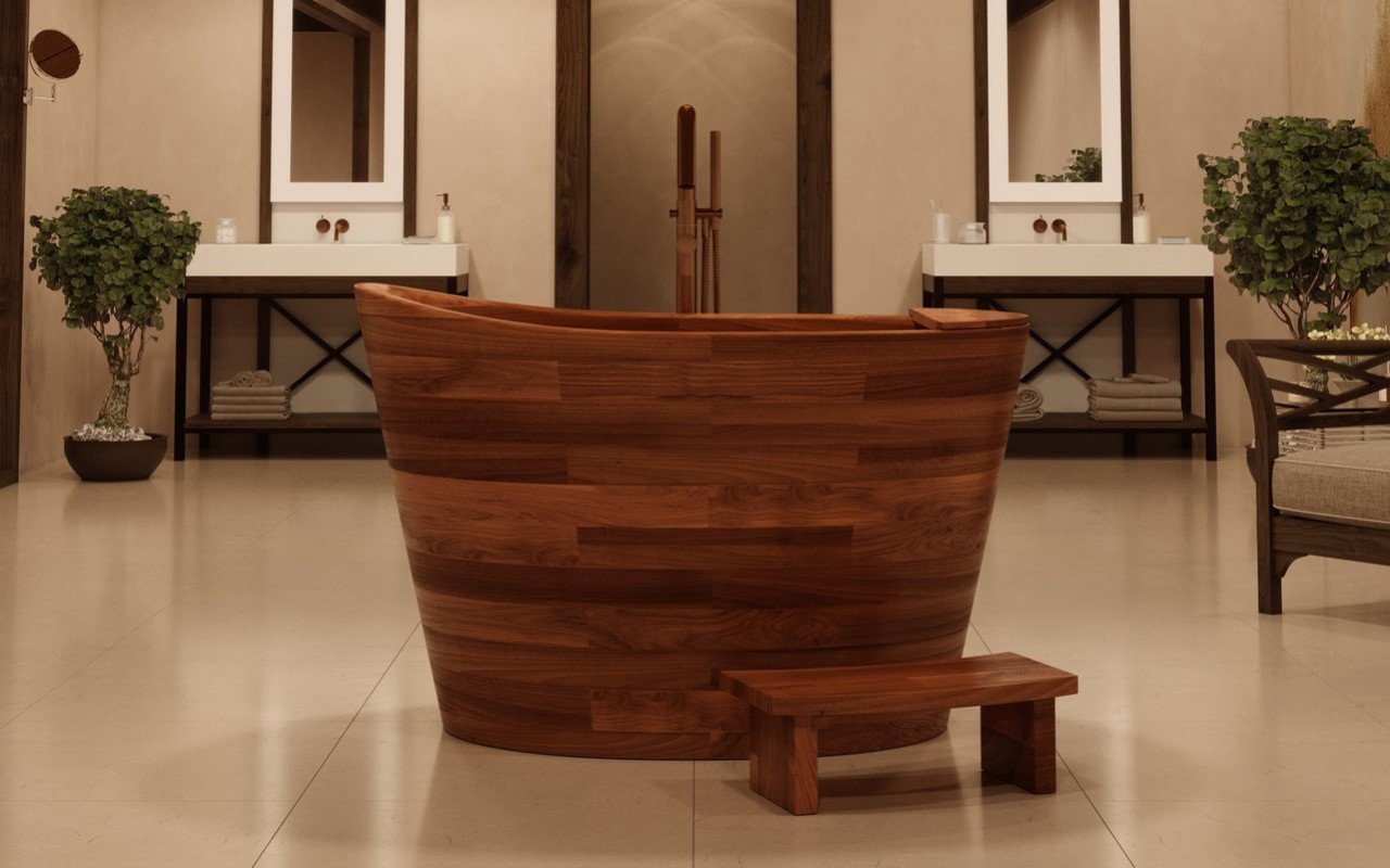 vasca da bagno in stile giapponese