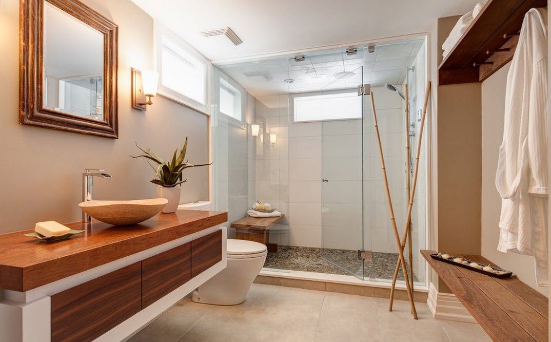 ideeën voor badkamerfoto's in Japanse stijl
