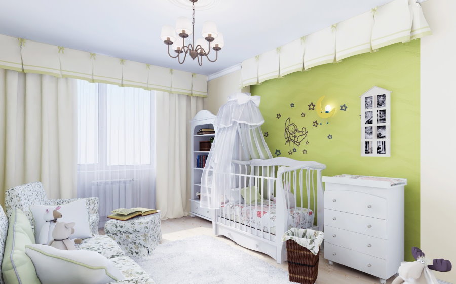 Groene kinderkamer in Provence-stijl