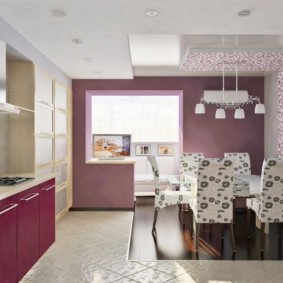 violetti taustakuva keittiön sisustuksessa