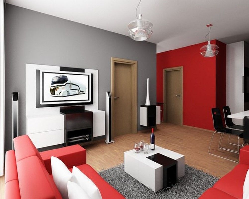 Obývacia izba s kontrastnými stenami