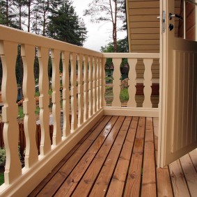 Wooden floor on the balcony of the country house
