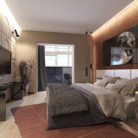 חדר שינה מסוגנן בדירה עם שני חדרי שינה