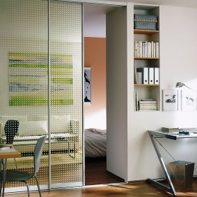 Built-in shelves in the interior partition