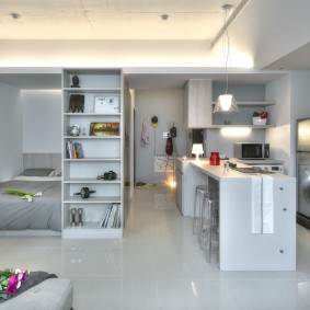 Interieur van een studio-appartement in een moderne stijl