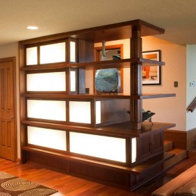 Stylish shelving in the lobby of a private house