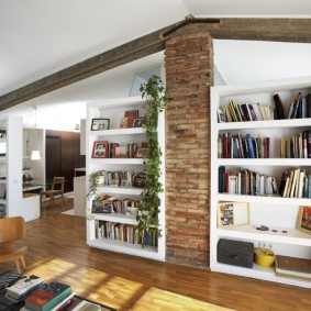 Brick pillar in the living room of a private house