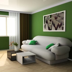 Maľovanie na zelenú stenu obývacej izby