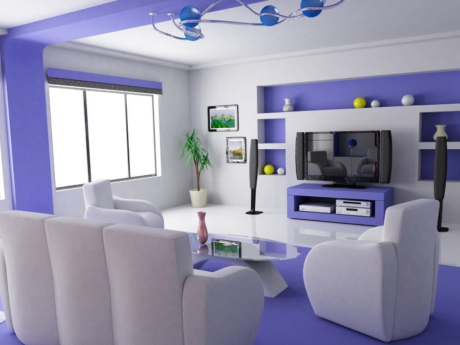 Falfestés high-tech stílusú nappali szobában