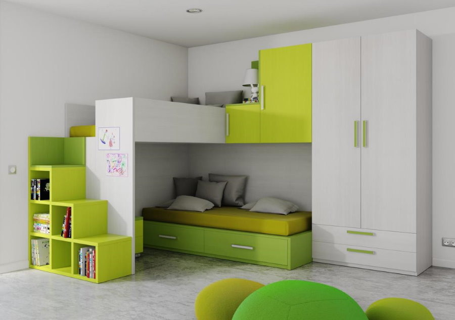 Eine Reihe von modularen Möbeln in einem modernen Kinderzimmer