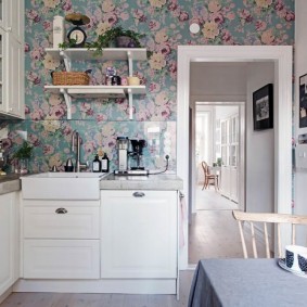 wallpaper for a small kitchen photo interior