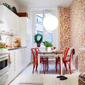 wallpaper for a small kitchen photo design
