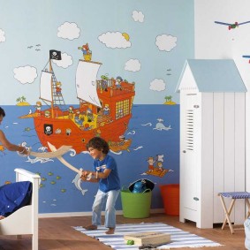 papel de parede na foto interior do quarto das crianças