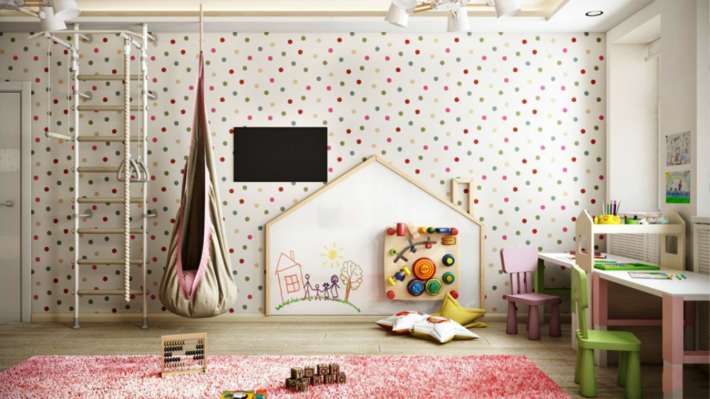 fons de pantalla polka dot per a habitació per a nens