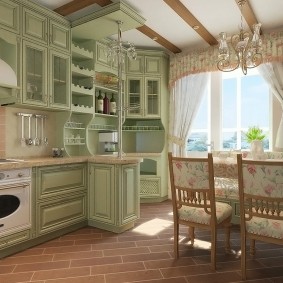 tapetai provence stiliaus virtuvės interjero nuotrauka