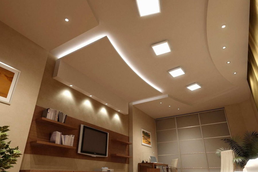 Organizzazione dell'illuminazione su un soffitto a più livelli