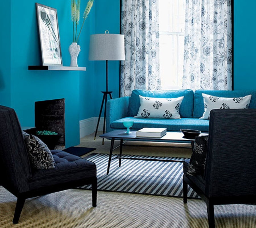 Malá modrá obývacia izba