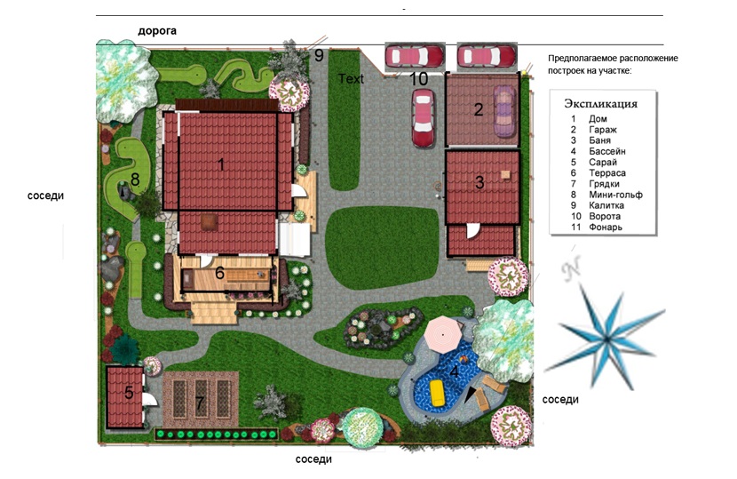Layout square area of ​​10 acres