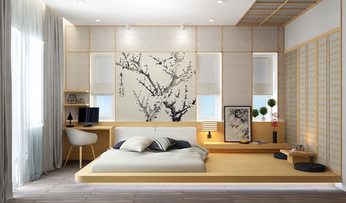 japanilainen tyyli makuuhuone