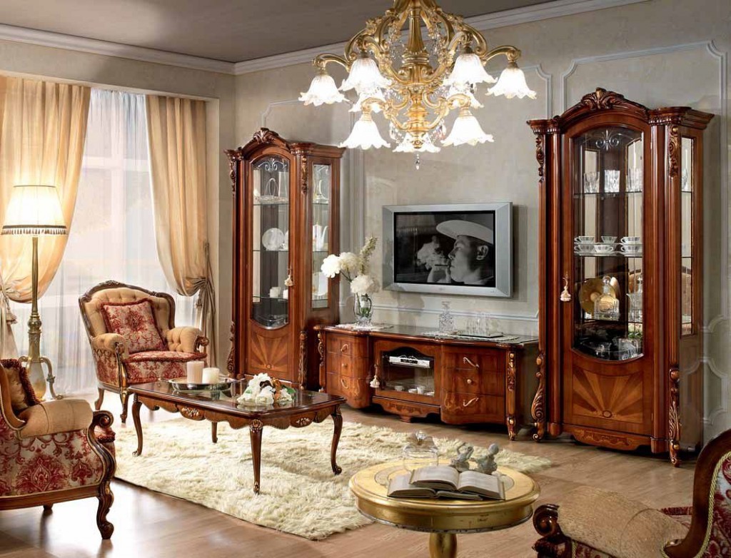 Természetes fa csúszda az Empire stílusú nappali szobájában