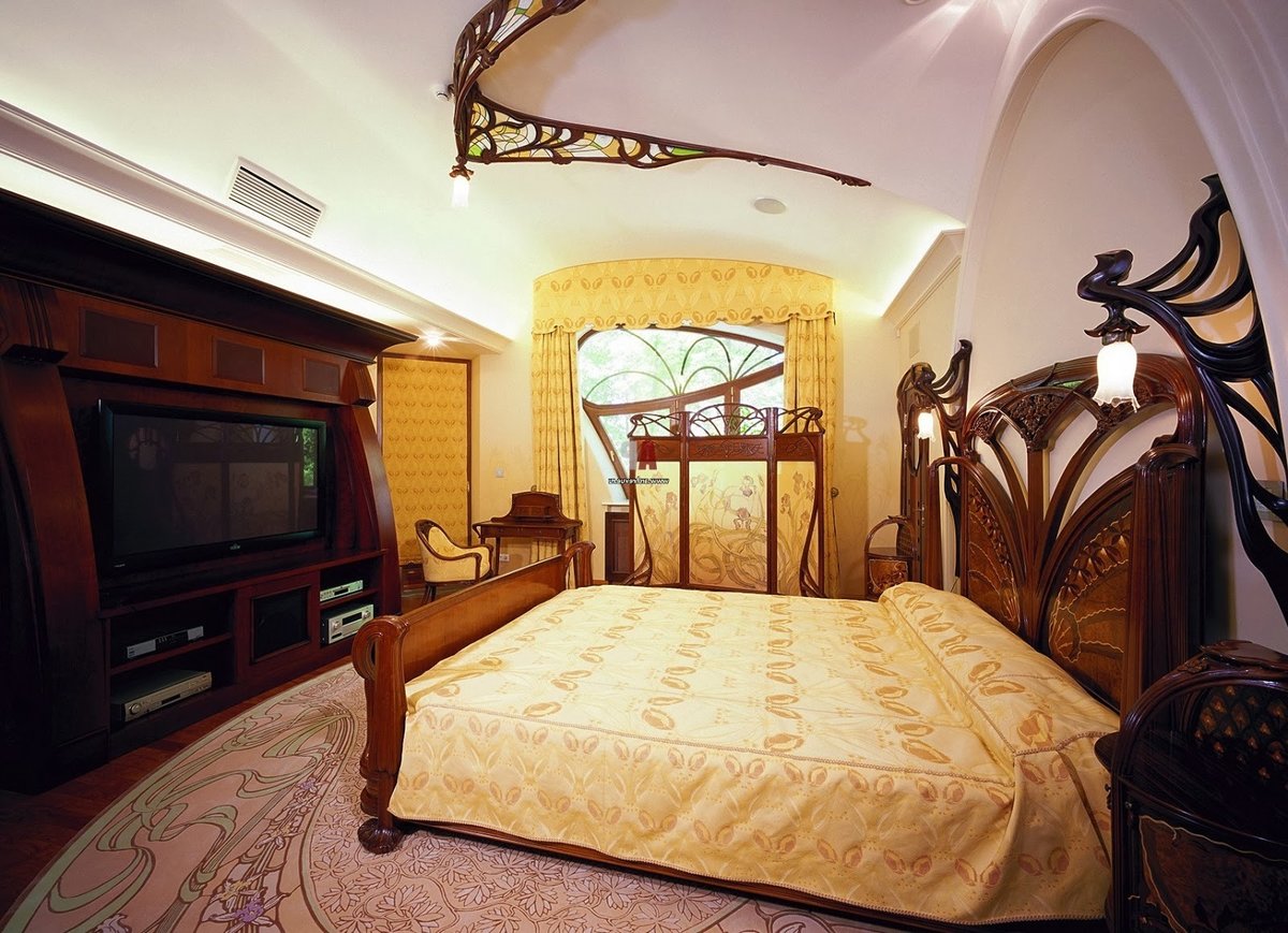 Art nouveau-stil i soveværelset interiør